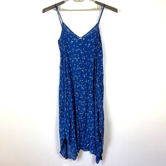 GAP Blue floral midi dress handkerchief hem sundress spaghetti strap 493764 - Picture 3 of 9